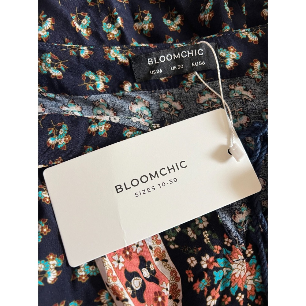 Bloomchic Womens Dress Floral Tassel Pockets Half Sleeve Boho Peasant Size 26 4X - Picture 4 of 5